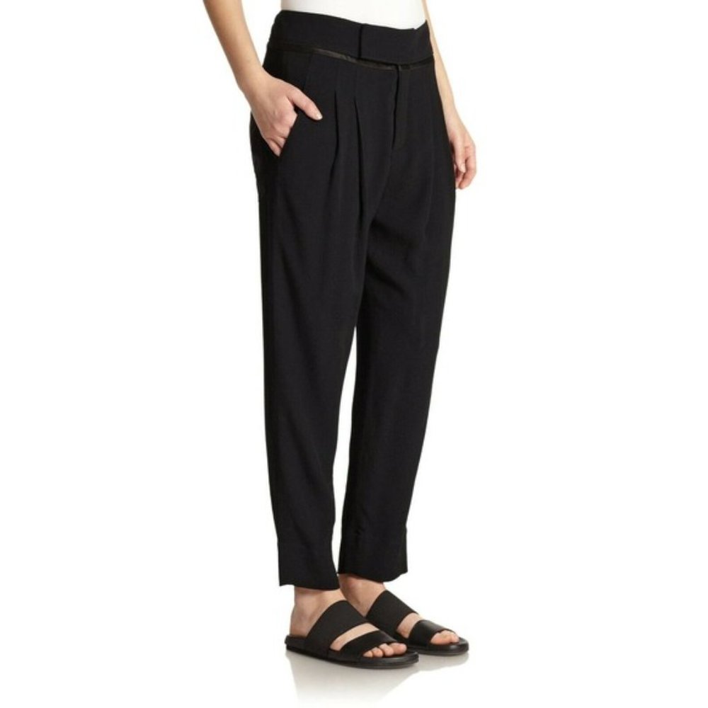 Helmut Lang Blaze Slouchy Satin Trim Crop Pants